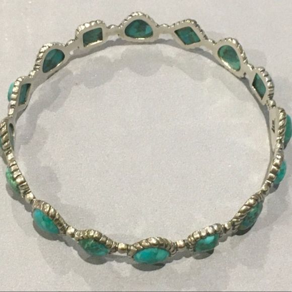 SILPADA Turquoise Pools Sterling Silver Turquoise Bangle Bracelet B3218 NIB - Picture 7 of 9